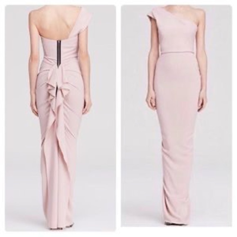 Nicole Bakti Dusty Rose One Shoulder Gown